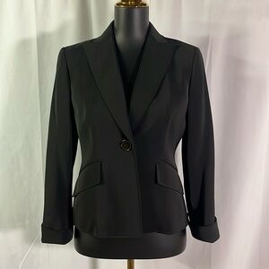 Kasper Black Classic Single Button Close Cuffed Sleeve Blazer